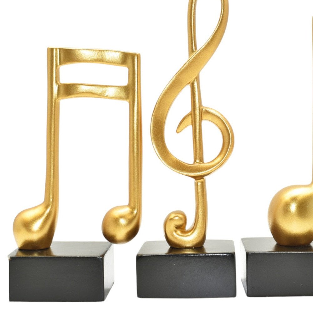 Set of Three Gold Resin Music Tabletop Sculpture
