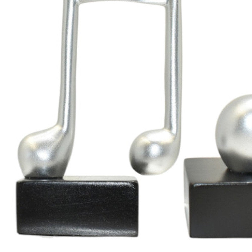 Set of Three Silver Resin Music Tabletop Sculpture