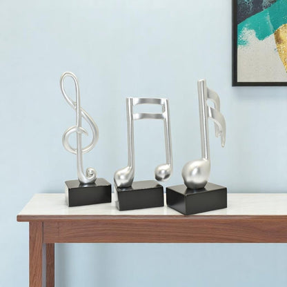 Set of Three Silver Resin Music Tabletop Sculpture