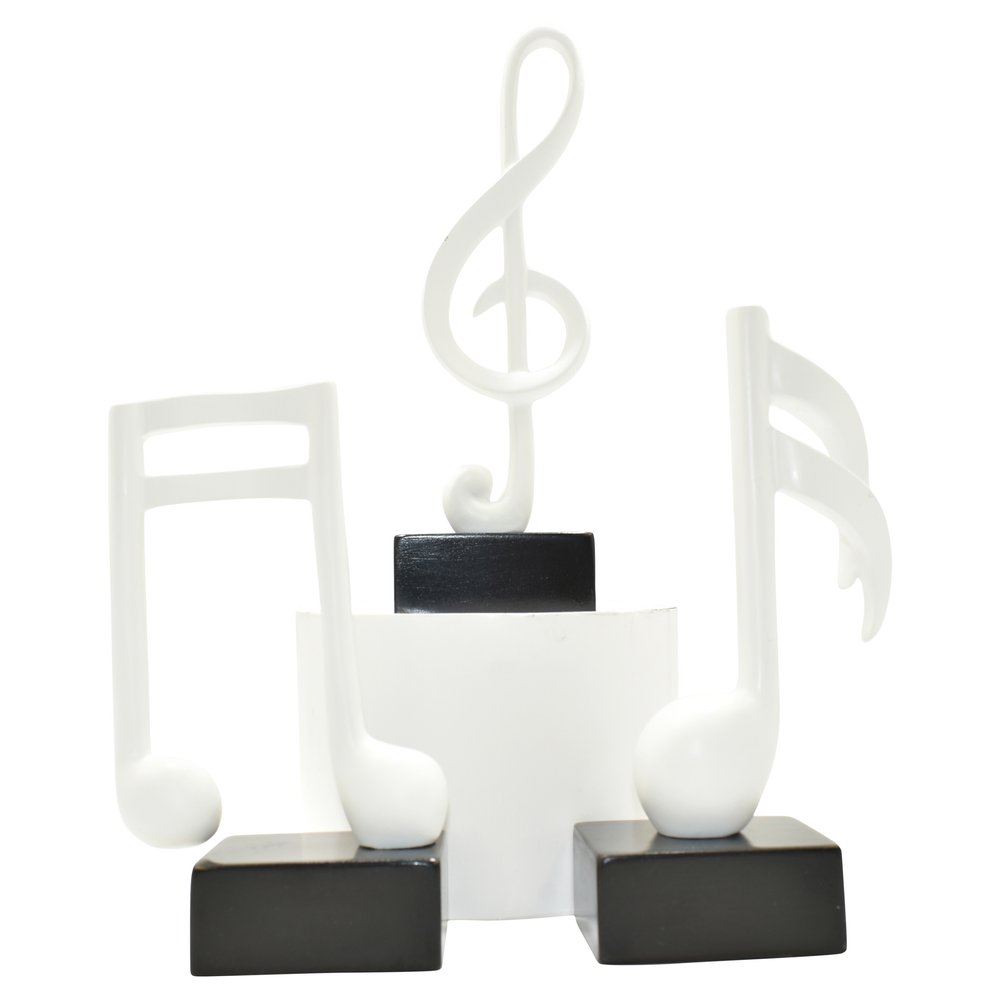 Set of Three White Resin Music Tabletop Sculpture