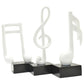 Set of Three White Resin Music Tabletop Sculpture