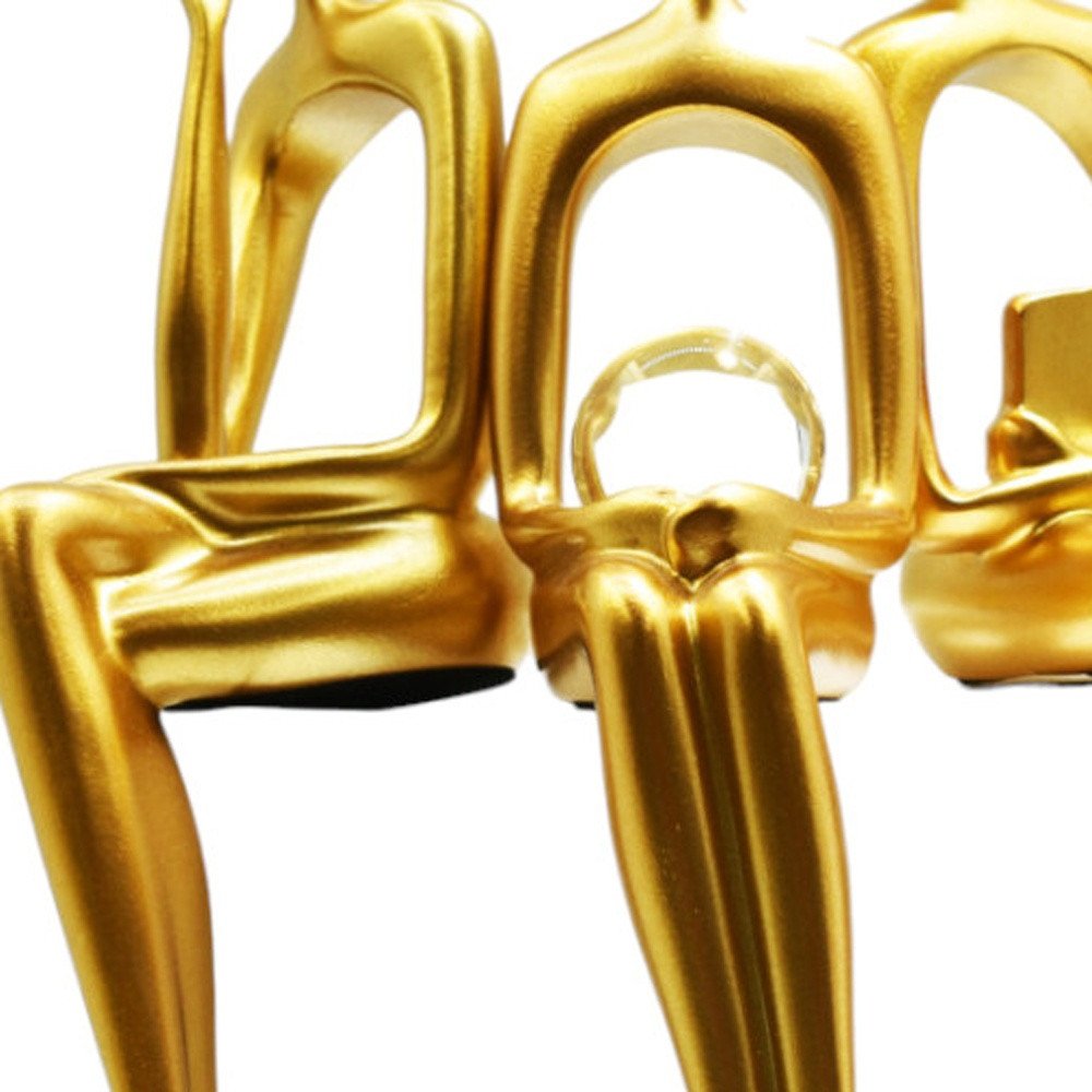 Set of Three Gold Resin People Tabletop Sculpture
