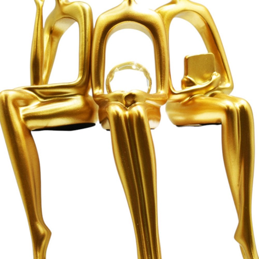 Set of Three Gold Resin People Tabletop Sculpture