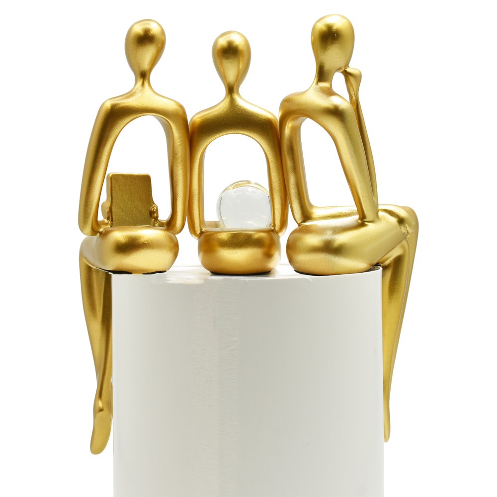 Set of Three Gold Resin People Tabletop Sculpture