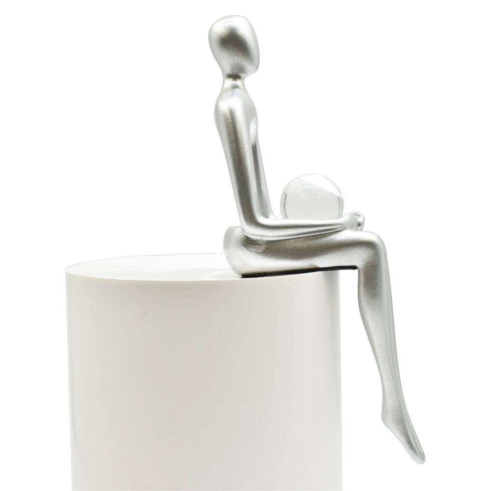 Set of Three Silver Resin People Tabletop Sculpture