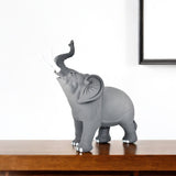 7" Stone And White Resin Elephant Tabletop Sculpture
