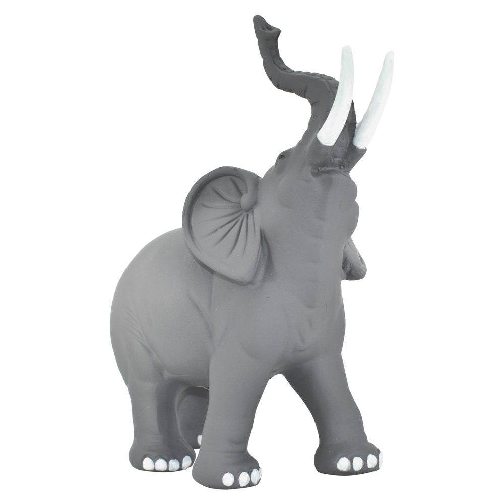 7" Stone And White Resin Elephant Tabletop Sculpture