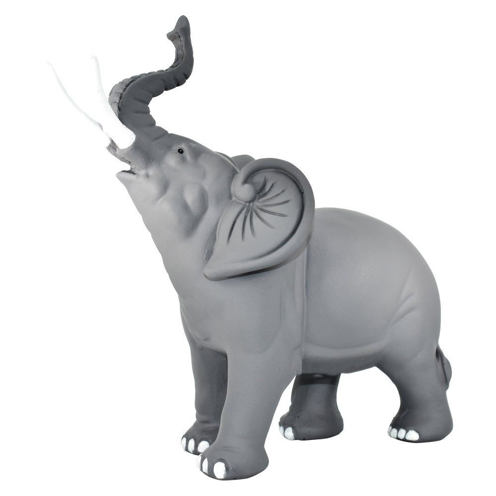 7" Stone And White Resin Elephant Tabletop Sculpture