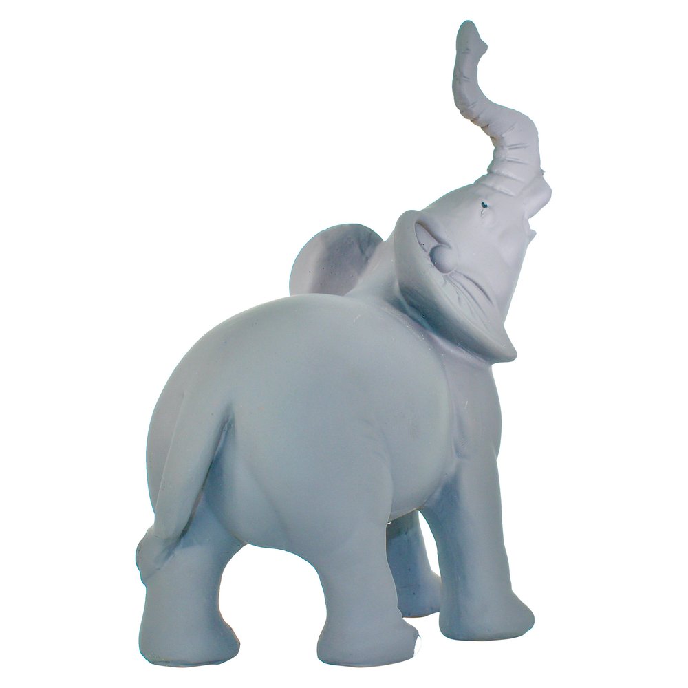 7" Stone And White Resin Elephant Tabletop Sculpture