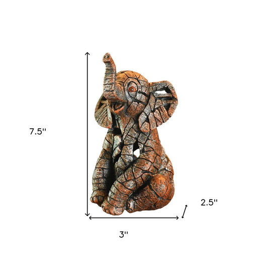 Set of Eight Brown White And Black Resin Wilderness Tabletop Sculpture