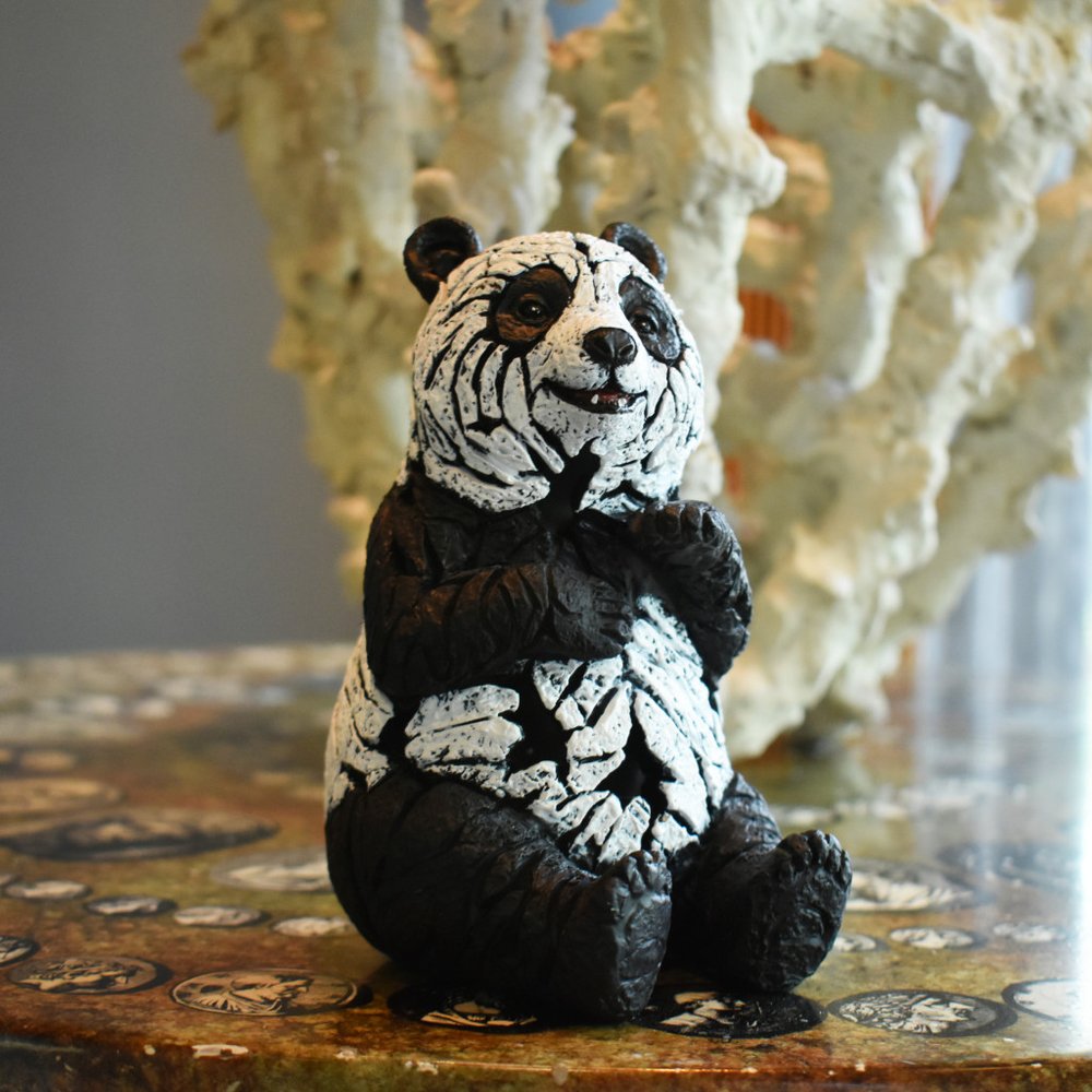 Set of Eight Brown White And Black Resin Wilderness Tabletop Sculpture