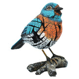 5" Blue Orange And White Resin Bird Tabletop Sculpture