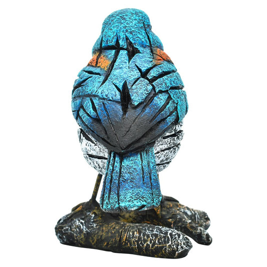 5" Blue Orange And White Resin Bird Tabletop Sculpture