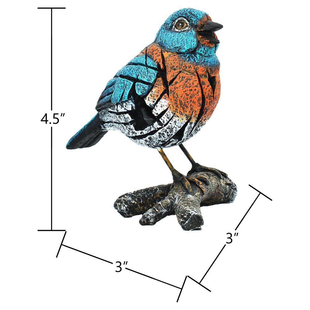 5" Blue Orange And White Resin Bird Tabletop Sculpture