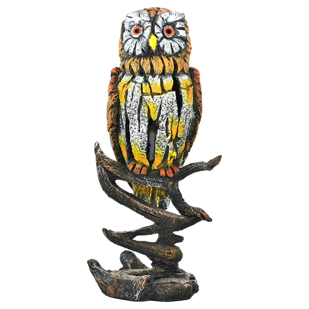 8" Brown Yellow And White Resin Owl Tabletop Sculpture