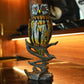 8" Brown Yellow And White Resin Owl Tabletop Sculpture