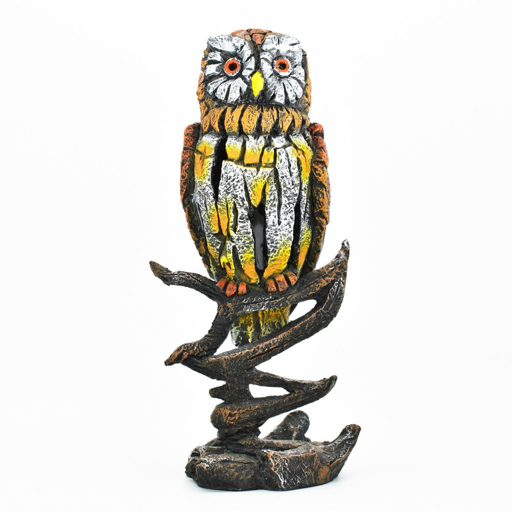 8" Brown Yellow And White Resin Owl Tabletop Sculpture