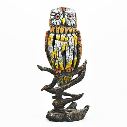 8" Brown Yellow And White Resin Owl Tabletop Sculpture