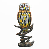 8" Brown Yellow And White Resin Owl Tabletop Sculpture