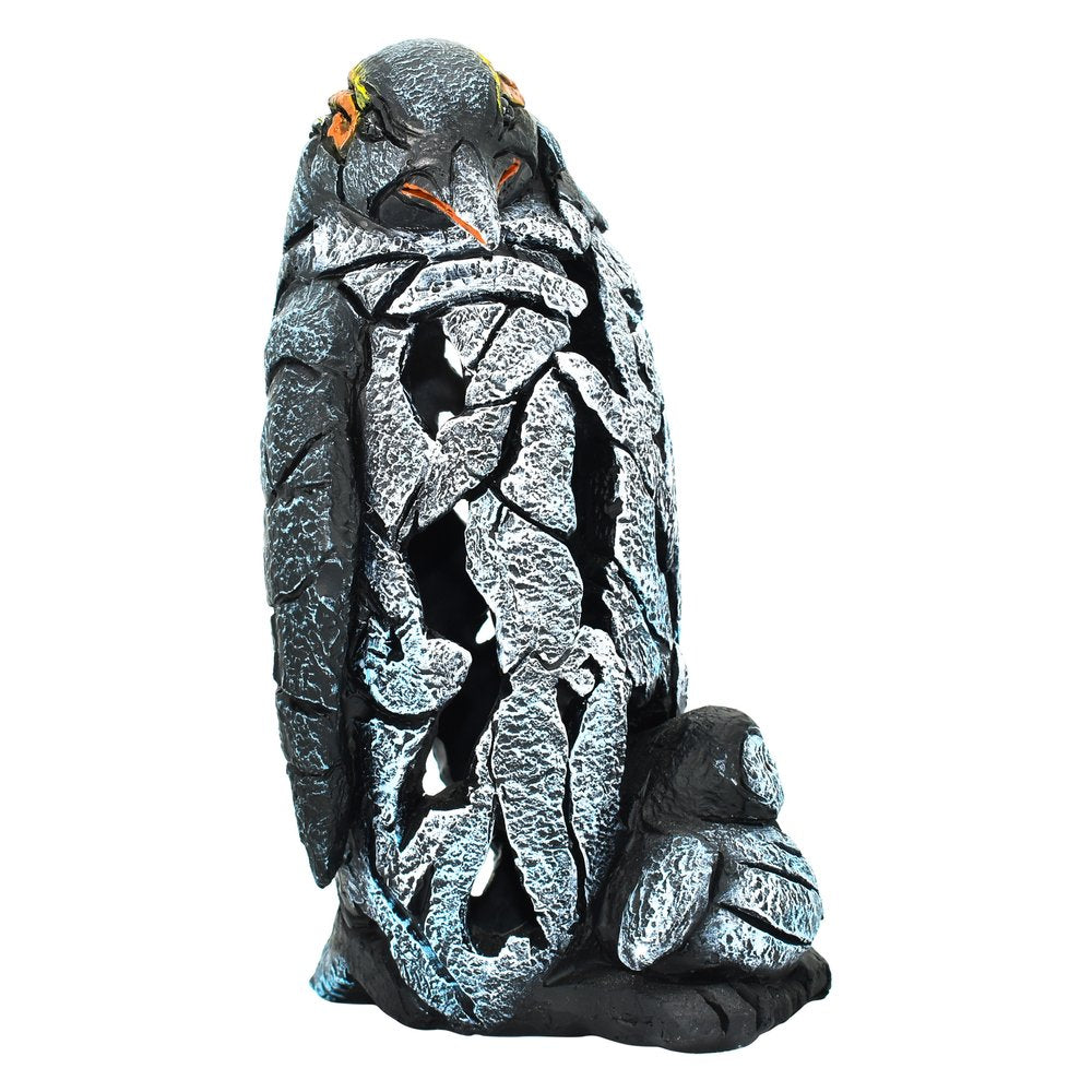 6" Black Blue And Orange Resin Penguin Tabletop Sculpture
