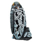 6" Black Blue And Orange Resin Penguin Tabletop Sculpture