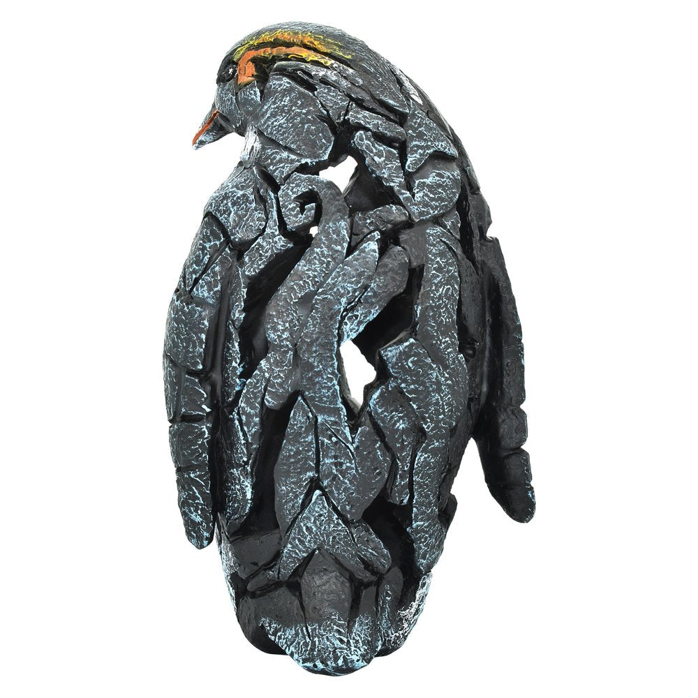 6" Black Blue And Orange Resin Penguin Tabletop Sculpture