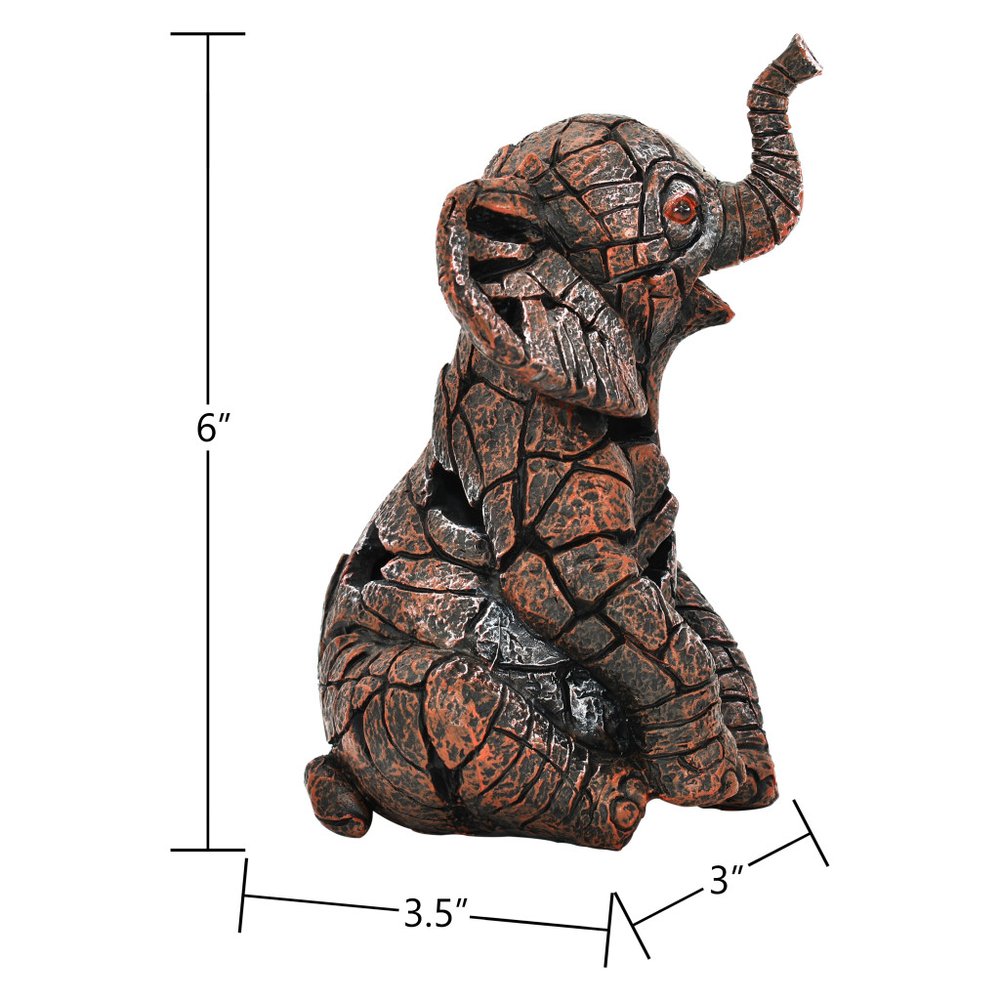 6" Brown And White Resin Elephant Tabletop Sculpture