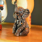 6" Brown And White Resin Elephant Tabletop Sculpture