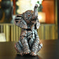 6" Brown And White Resin Elephant Tabletop Sculpture