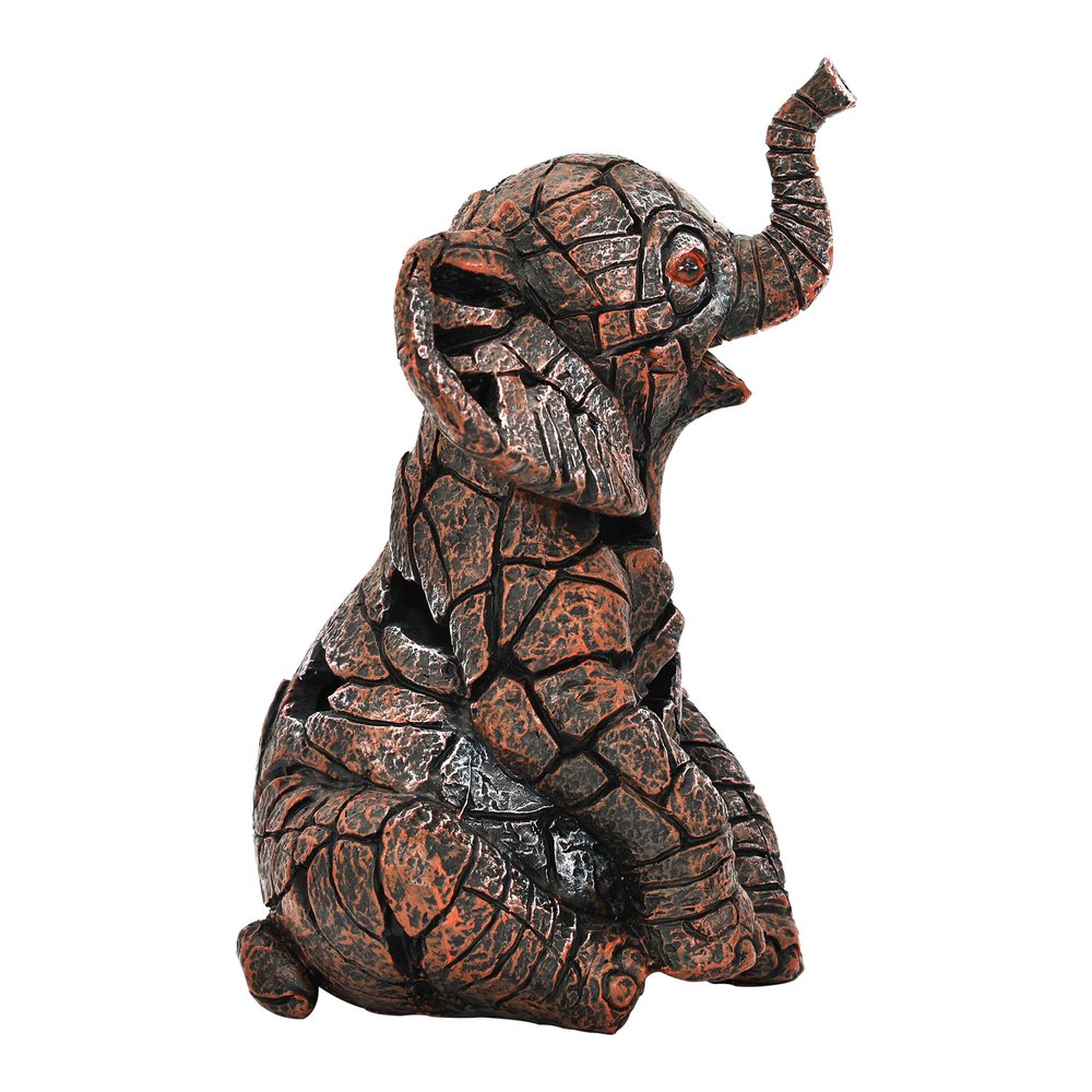 6" Brown And White Resin Elephant Tabletop Sculpture