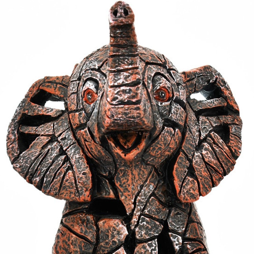 6" Brown And White Resin Elephant Tabletop Sculpture