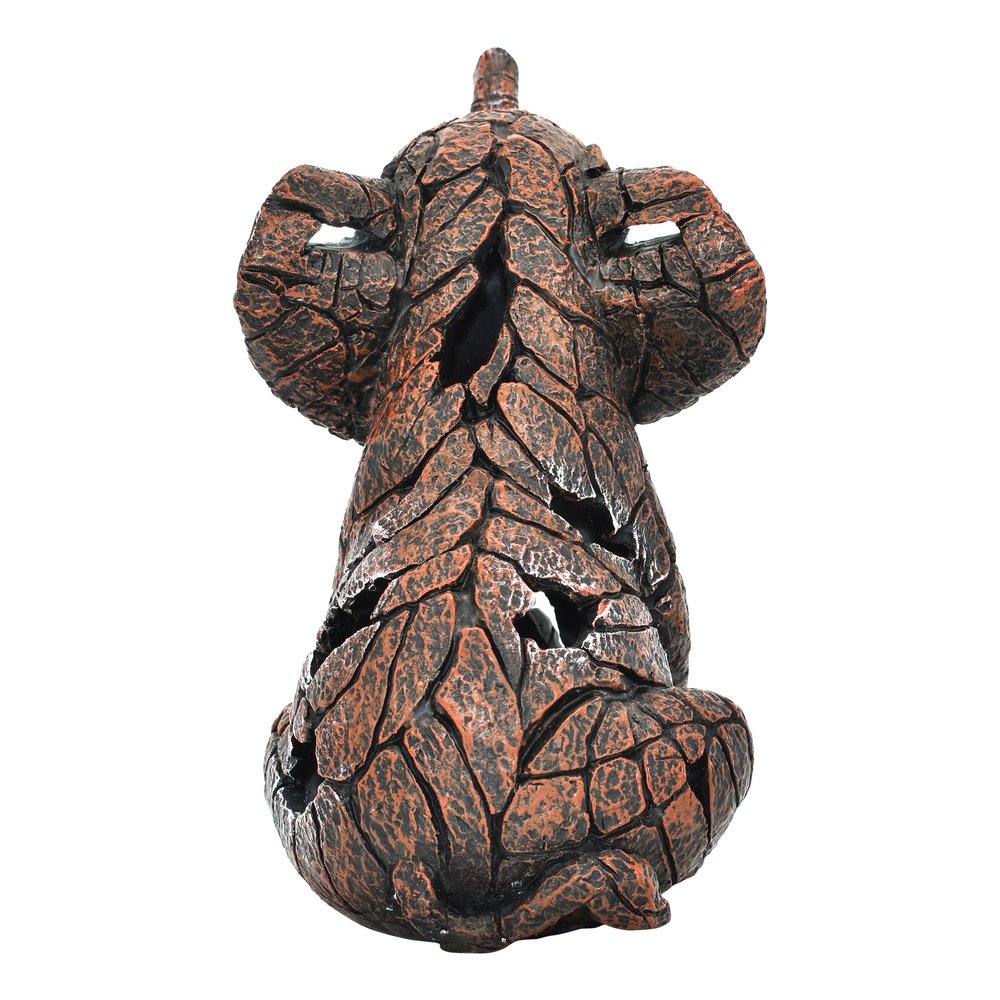 6" Brown And White Resin Elephant Tabletop Sculpture