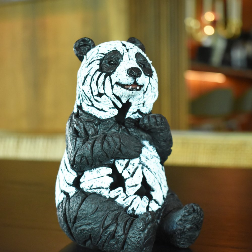 6" Black And White Resin Panda Tabletop Sculpture