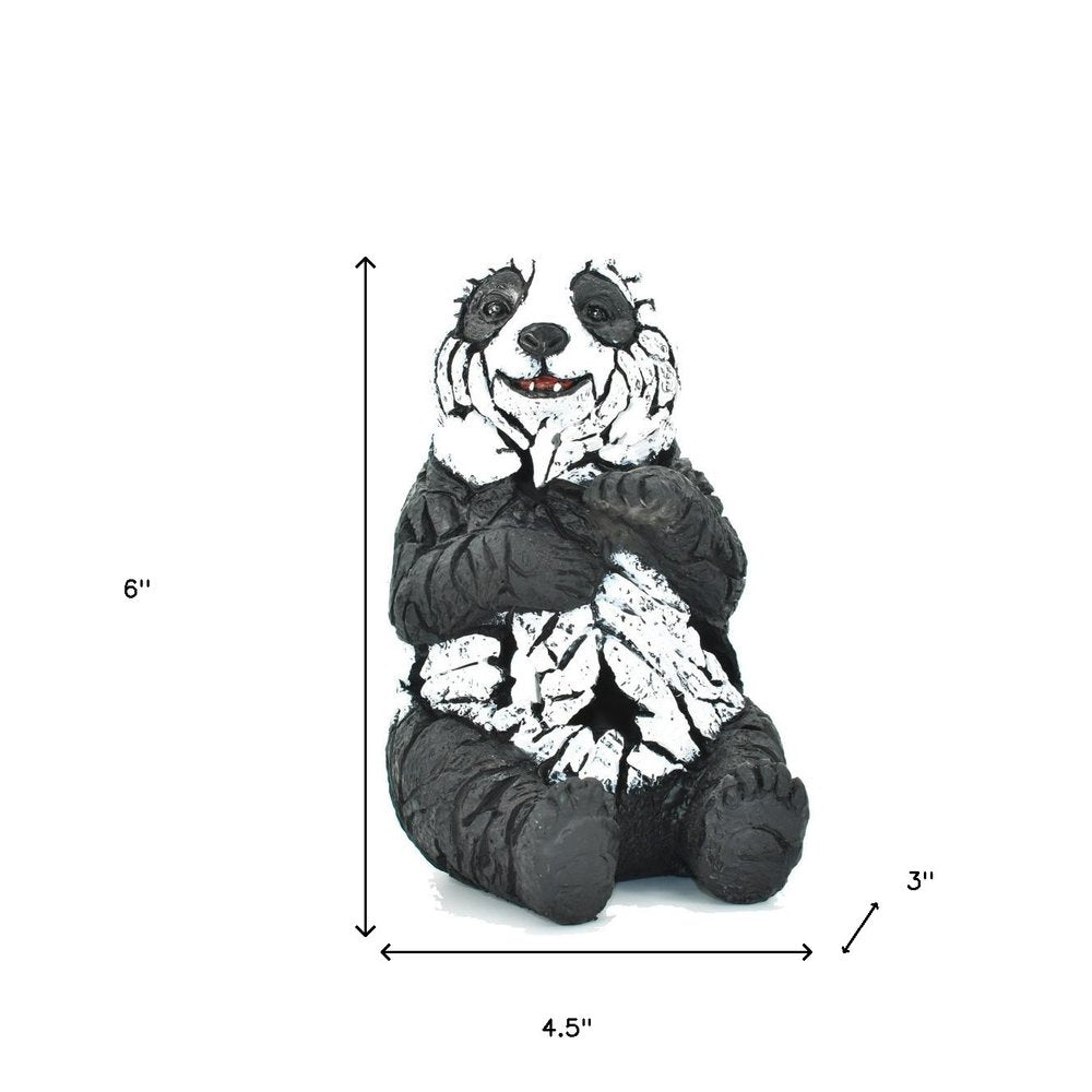 6" Black And White Resin Panda Tabletop Sculpture