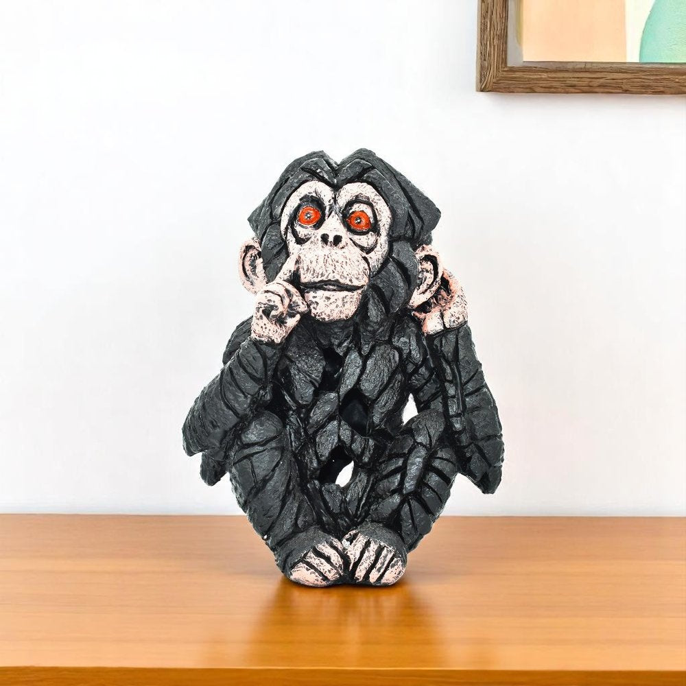 6" Brown Pink And Red Resin Monkey Tabletop Sculpture