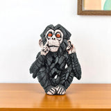 6" Brown Pink And Red Resin Monkey Tabletop Sculpture