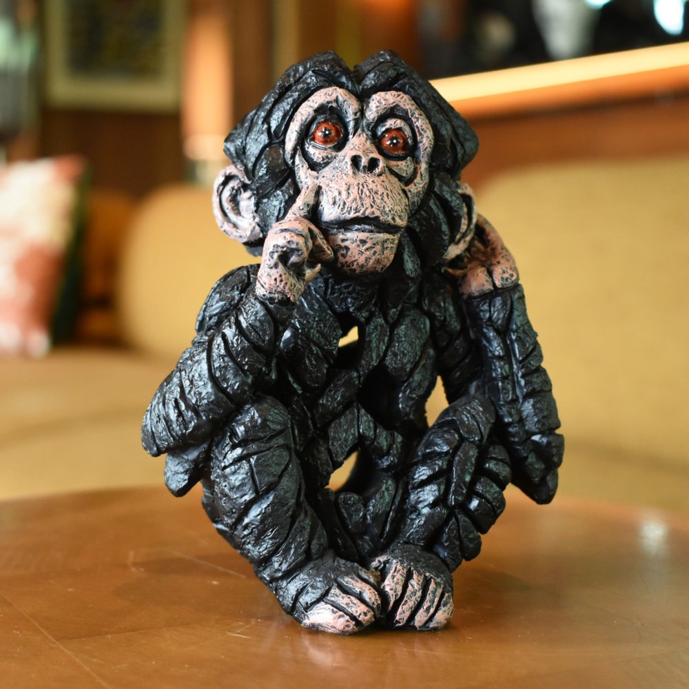 6" Brown Pink And Red Resin Monkey Tabletop Sculpture