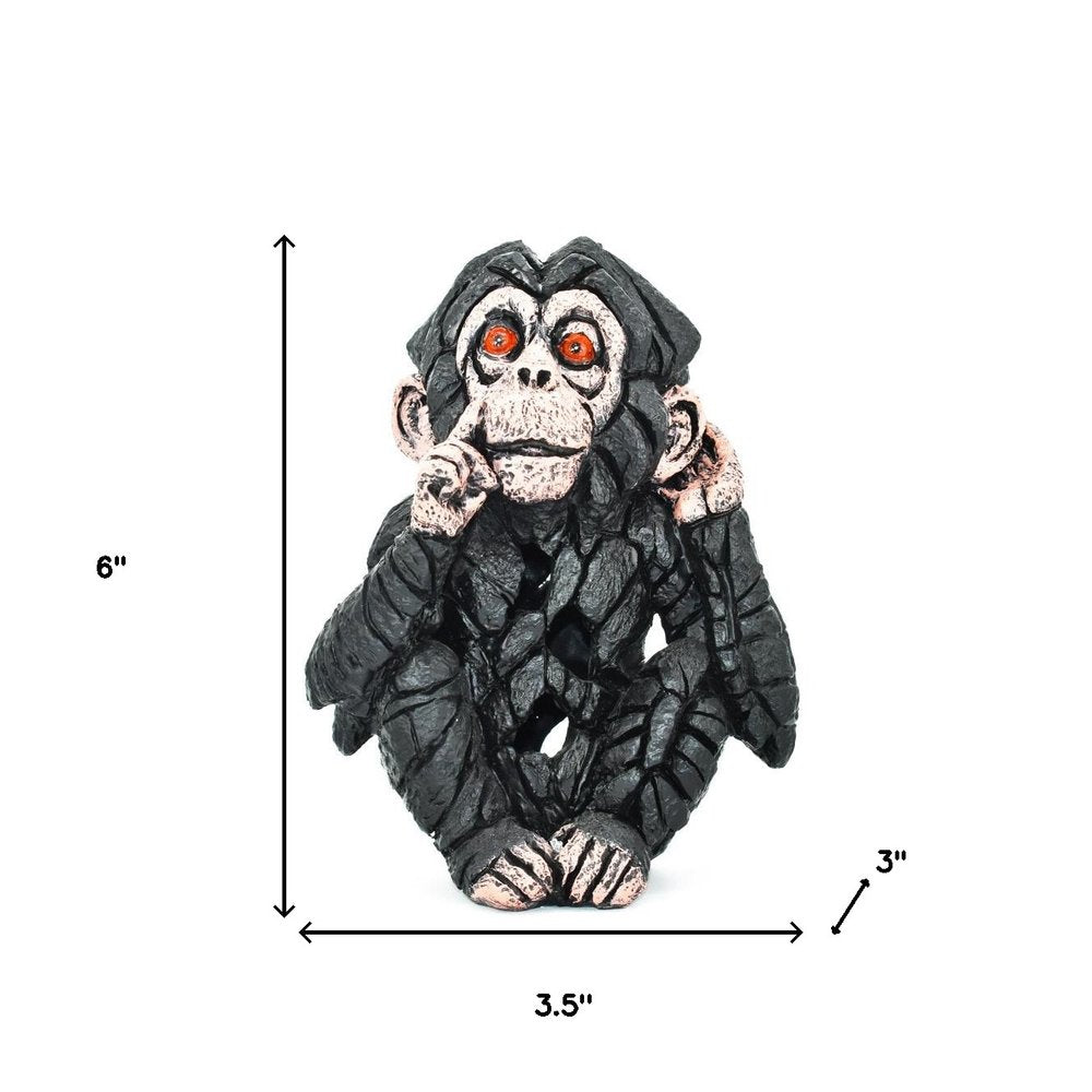 6" Brown Pink And Red Resin Monkey Tabletop Sculpture