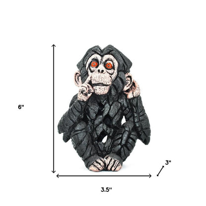 6" Brown Pink And Red Resin Monkey Tabletop Sculpture