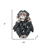 6" Brown Pink And Red Resin Monkey Tabletop Sculpture