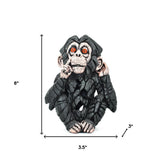 6" Brown Pink And Red Resin Monkey Tabletop Sculpture