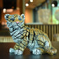 5" Orange White And Black Resin Tiger Tabletop Sculpture
