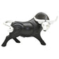 5" Black And Silver Resin Bull Tabletop Sculpture
