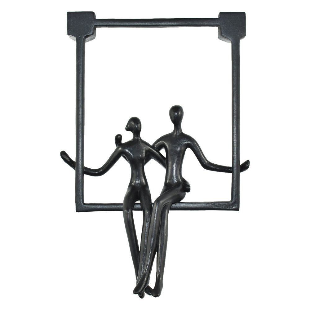7" Black Resin People Tabletop Sculpture