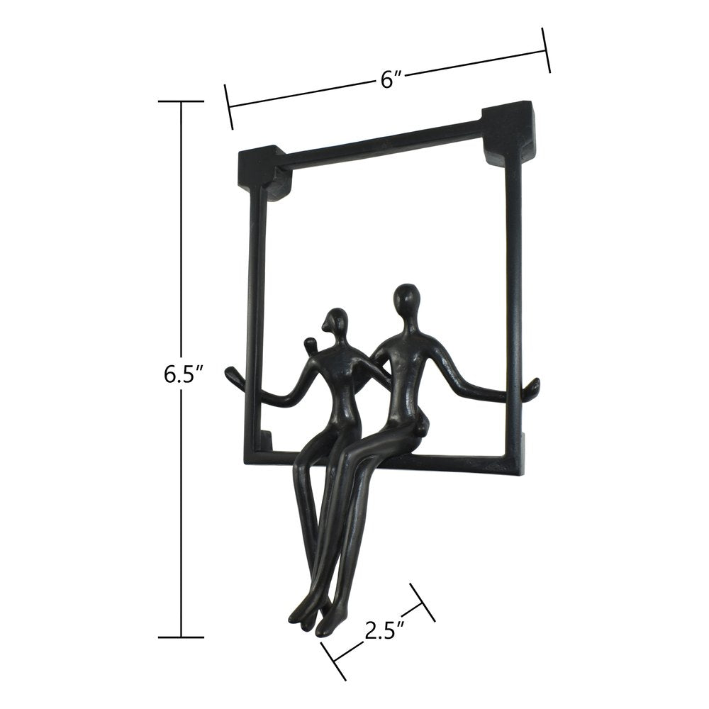 7" Black Resin People Tabletop Sculpture