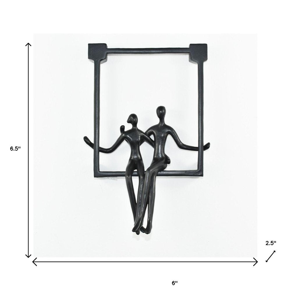 7" Black Resin People Tabletop Sculpture