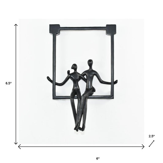 7" Black Resin People Tabletop Sculpture