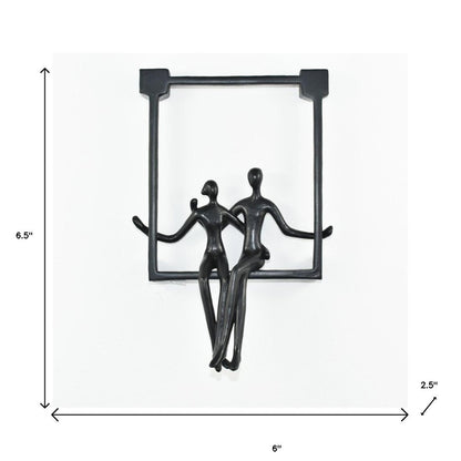 7" Black Resin People Tabletop Sculpture
