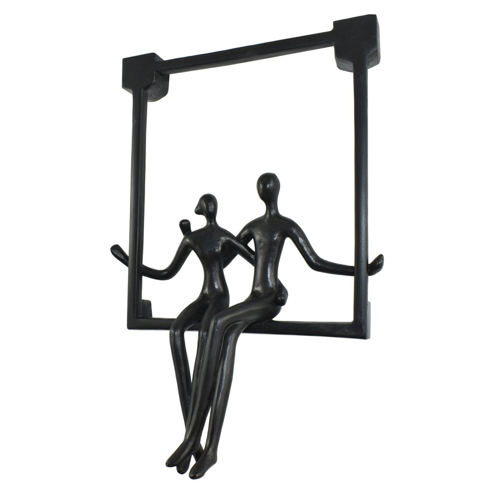 7" Black Resin People Tabletop Sculpture
