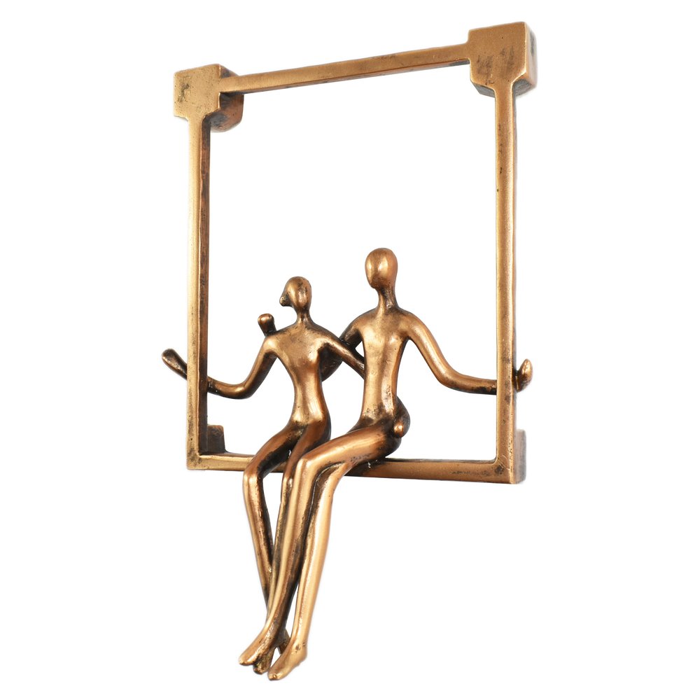 7" Bronze Resin People Tabletop Sculpture